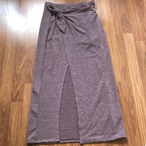 By Together Mauve Pull On Faux Wrap Slit Front Maxi Skirt Sz L